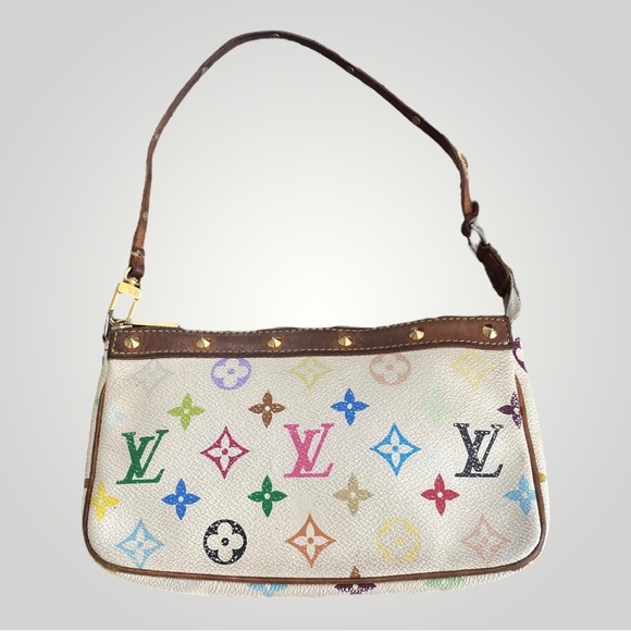 SOLD 📣 Vintage Louis Vuitton White Muliticolor Pochette Shoulder Bag - Picture 6 of 13